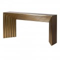 Luxusní art deco konzolový stolek Porto s mosaznou a zlatou povrchovou úpravou se vzorem pruhované struktury na vnitřních stěnách
