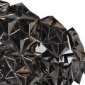 Lustr z kouřového skla Dilas v art deco stylu v tmavě šedé barvě se stříbrnou konstrukcí v atypickém geometrickém zobrazení