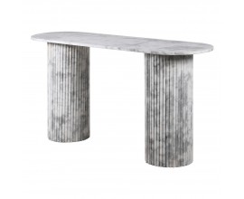 Luxusní mramorový konzolový stolek Athena s nožičkami ve tvaru drážkovaných antických sloupů bílá 152 cm