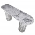 Luxusní mramorový konzolový stolek Athena s nožičkami ve tvaru drážkovaných antických sloupů bílá 152 cm
