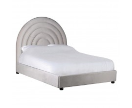 Designová king size manželská postel Astrid se zakřiveným čelem postele v béžové barvě 212 cm