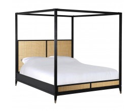 Moderní king size manželská postel Emperor z dubového masivu v černé barvě 211 cm