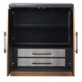 Luxusní moderní barová skříňka Otawa se dvěma dvířky a vnitřními zásuvkami s povrchem z ekokůže šedá 96 cm
