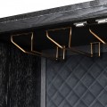 Luxusní moderní barová skříňka Otawa se dvěma dvířky a vnitřními zásuvkami s povrchem z ekokůže šedá 96 cm