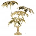 Luxusní zlatá stojací lampa Aruba ve glamour stylu ve tvaru palmy s devíti žárovkami a kulatou podstavou