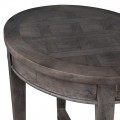 Luxusní kulatý venkovský příruční stolek Marqueta s parketovým designem na vrchní desce z masivního akáciového dřeva šedá 75 cm