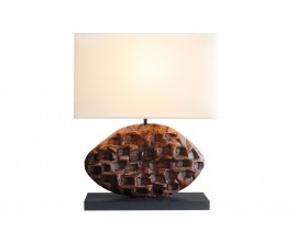 Stolní lampa Selin s dekorem z tekového dřeva ve venkovském stylu 50 cm
