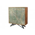 Moderní art deco příborník Elentia z akáciového dřeva s mramorovým designem v zelené barvě s kovovými nožičkami 120 cm