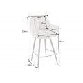 Designová otoční barová židle Mariposa s béžovým potahem a černými kovovými nožičkami v industriálním stylu 106 cm
