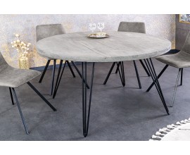 Industriální kulatý jídelní stůl Moonlight z masivního mangového dřeva světla šedá 80 cm