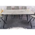 Industriální obdélníkový jídelní stůl Moonlight se světlou šedou vrchní deskou z akáciového masivu 140 cm