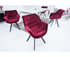 Designová otočná čalouněná židle Antik se sametovým prošívaným potahem v karmínově červené 67cm