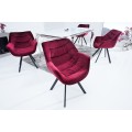 Designová otočná čalouněná židle Antik se sametovým prošívaným potahem v karmínově červené 67cm