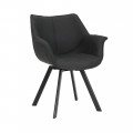 Industriální otočná čalouněná židle Dutch Retro s grafitovým černým potahem a zahnutými opěrkami na ruce 67 cm