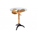 Koloniální příruční stolek Helice se skleněnou vrchní deskou a nohou s designem lodního šroubu ve zlaté barvě 73 cm