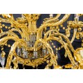 Klasický křišťálový lustr Forsythia s patnácti rameny v barokním stylu zlatá 80 cm