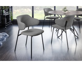Moderní jídelní židle Mildred s buklé čalouněním v šedé barvě as černými nožičkami 54 cm