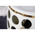Luxusní designová vinotéka Crawley v art deco stylu ve tvaru sudu bílá se zlatými detaily 66 cm