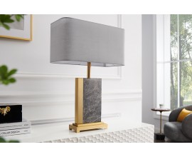 Stolní lampa Miracul v glamour stylu s podstavou z mramoru šedé barvy a kovu ve zlaté barvě 65 cm