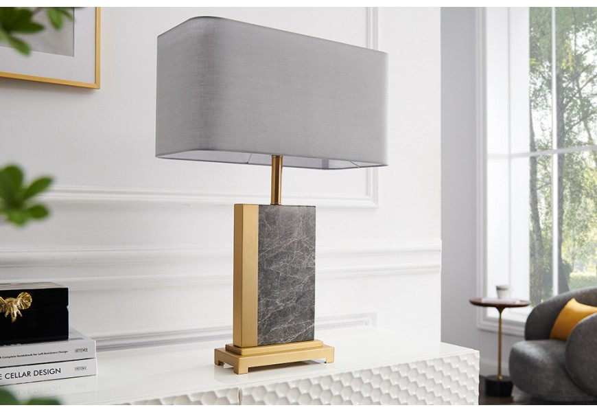 Stolní lampa Miracul v glamour stylu s podstavou z mramoru šedé barvy a kovu ve zlaté barvě 65 cm