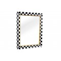 Nástěnné šachovnicové zrcadlo v černo bílé barvě Aliem se zlatým designem v glamour stylu z borovicového masivu v obdélníkovém tvaru