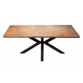 Masivní industriální jídelní stůl Cosmos II ze sheesham dřeva hnědé barvy s černým zkříženýma nohama 180cm
