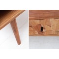 Retro konferenční stolek Mozaika z masivního akáciového dřeva s oboustrannou zásuvkou a poličkou 100cm