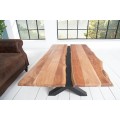Designový konferenční stolek Amazonas z masivního akáciového dřeva s překříženými nožičkami 105cm