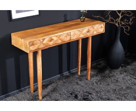 Konzolový stolek z medového akáciového masivu se dvěma zásuvkami s dotekem venkovského stylu ve světle hnědé barvě