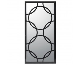 Designové nástěnné obdélníkové zrcadlo Modern Orient s černým rámem a kružnicovým vzorem 140 cm