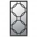 Nástěnné zrcadlo Modern Orient s černým obdélníkovým rámem a geometrickým art deco designem překrývajících se kružnic na zrcadlové ploše