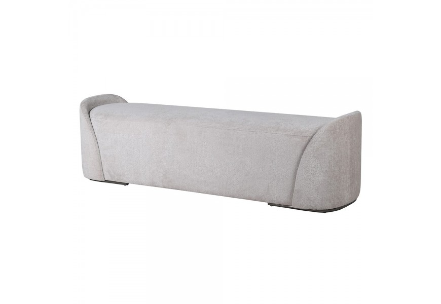 Luxusní ložnicová lavice Nubilia s designovými zaoblenými opěrkami a pěnovým čalouněním v oblačné šedé barvě