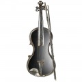 Vintage závěsná dekorace Vivaldi s designem houslí se smyčcem s lesklým zrcadlovým povrchem a kovovými detaily ve stříbrné barvě s patinou