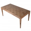 Masivní obdélníkový jídelní stůl Magnus ve venkovském stylu z dubového dřeva s ozdobnou šachovnicovou intrarzí hnědá 185 cm