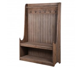 Luxusní venkovská předsíňová lavice Woody z masivního dubového dřeva se šesti věšáky a dvěma poličkami 184cm
