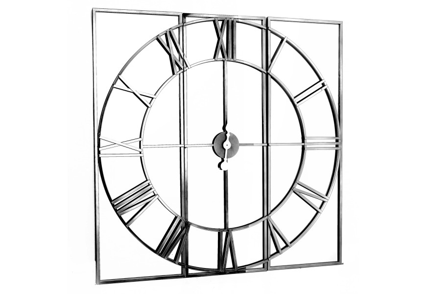 Moderní designové nástěnné hodiny Celina ze skla a kovu stříbrné barvy 112cm