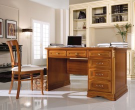 Luxusní rustikální psací stůl Lanes se šesti šuplíky z masivního dřeva v hnědé barvě 140 cm