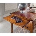 Luxusní rustikální pracovní stůl Lasil z masivního dřeva v hnědé barvě a pěti zásuvkami 142 cm
