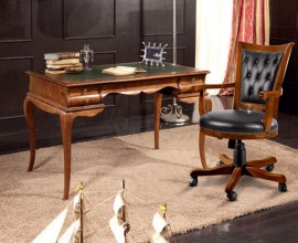 Luxusní rustikální pracovní stůl Leers z masivu v hnědé barvě se čtyřmi bočními šuplíky 150 cm
