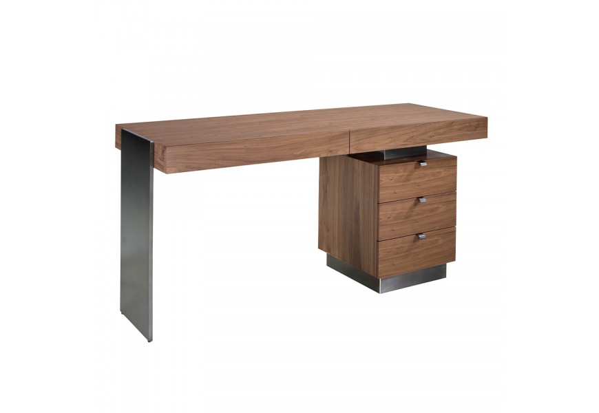 Luxusní kancelářský stůl Vita Naturale ze dřeva s ořechovým dýhováním v přírodní hnědé barvě