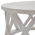 Luxusní kulatý konferenční stolek Laticia Blanca s dekorativní konstrukcí ve venkovském stylu bílé barvy 100 cm