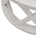 Kulatý konferenční stolek Laticia Blanca ve venkovském stylu s dekorovanou konstrukcí bílé barvy