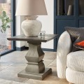 Luxusní moderní příruční stolek Lucia s masivní vyřezávanou nohou z akáciového dřeva šedá 60 cm
