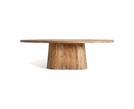 Luxusní moderní konferenční stolek Malen v oválném tvaru s venkovským nádechem z masivního dřeva v hnědé barvě 250 cm