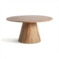 Luxusní moderní konferenční stolek Malen ve venkovském stylu z masivního dřeva v hnědé barvě s oválnou podstavou 150 cm