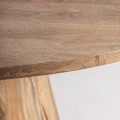 Luxusní moderní konferenční stolek Malen v hnědé barvě z masivního dřeva s oválnou podstavou ve venkovském stylu