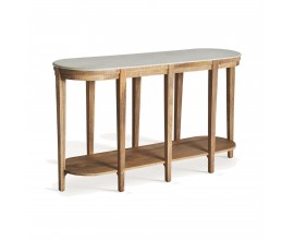 Luxusní konzolový stolek Adis v koloniálním stylu z masivního dřeva v hnědé barvě s bílou mramorovou deskou 140 cm