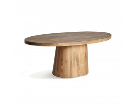 Luxusní moderní jídelní stůl Malen v oválném tvaru s venkovským nádechem z masivního dřeva v hnědé barvě 200 cm