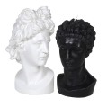 Designový set dekoračních svíček Merkur a Venuše ve tvaru antické busty v černé a bílé barvě 15 cm