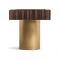 Designový příruční stolek Lea v art deco stylu v čokoládové hnědé barvě se zlatou kovovou podstavou s glamour nádechem 53 cm